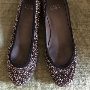 Stuart Weitzman Black Embellished Flats